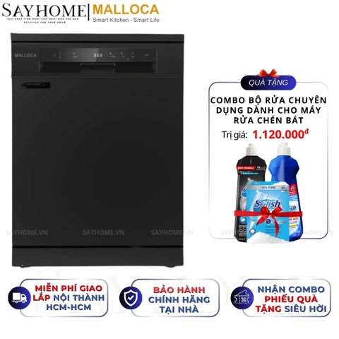 Máy rửa chén MALLOCA MDW15-5035TD đứng độc lập hoăc lắp âm tủ 15 bộ chén dĩa - Hàng chính hãng