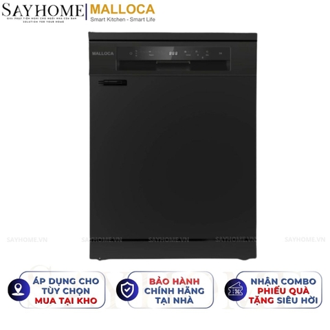 Máy rửa chén MALLOCA MDW15-5035TD đứng độc lập hoăc lắp âm tủ 15 bộ chén dĩa - Hàng chính hãng