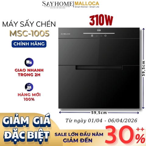 Máy sấy chén dĩa MALLOCA MSC-1005 âm tủ 100 lít - Hàng chính hãng