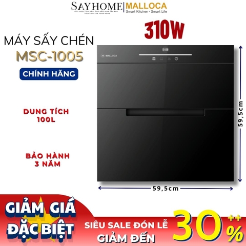 Máy sấy chén dĩa MALLOCA MSC-1005 âm tủ 100 lít - Hàng chính hãng