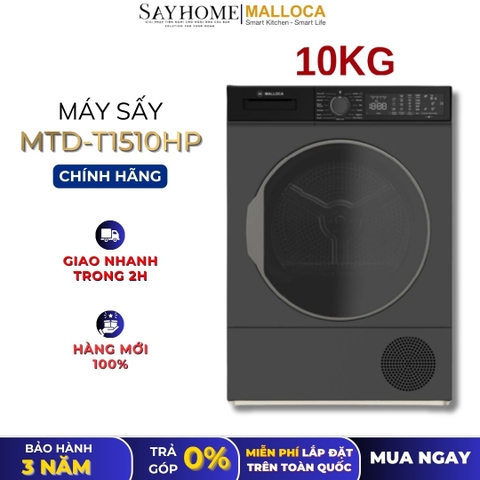 Máy sấy MALLOCA MTD-T1510HP cửa trước, lồng ngang 10kg - Hàng chính hãng