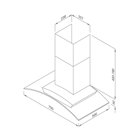 Máy hút mùi kính cong RANGE HOOD Malloca MC 1070