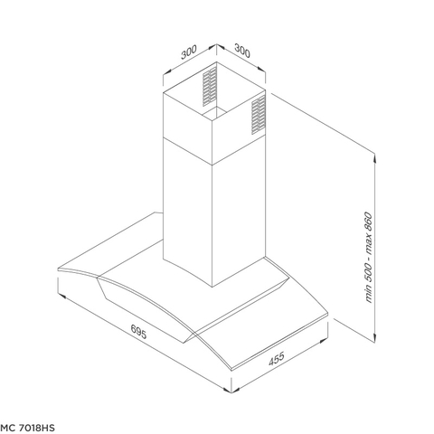 Máy hút mùi kính cong RANGE HOOD Malloca MC 7018HS