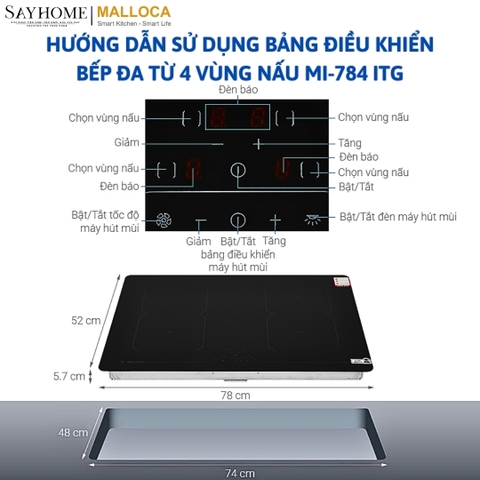 Bếp đa từ MALLOCA MI-784 ITG 4 vùng nấu - Hàng chính hãng
