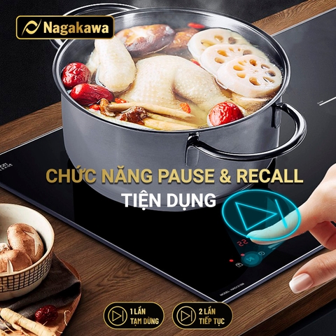 Bếp đôi điện từ Nagakawa NAG1215M Inverter - Mặt kính Schott Ceran cao cấp - Bảo hành 5 năm
