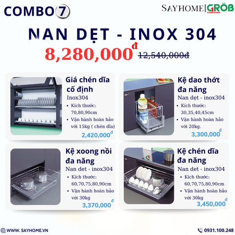 COMBO Phụ kiện tủ bếp cao cấp GROB - Combo 7