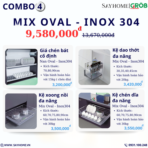 COMBO Phụ kiện tủ bếp cao cấp GROB - Combo 4