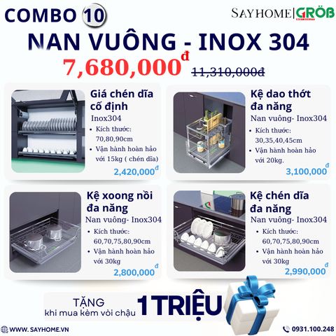 COMBO Phụ kiện tủ bếp cao cấp GROB - Combo 10 tại thành phố Hồ Chí Minh