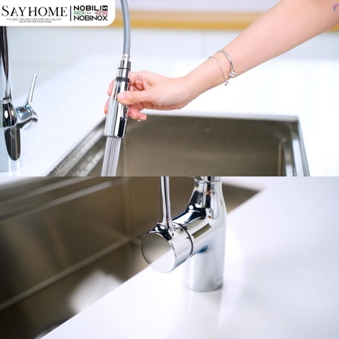 Vòi rửa chén NOBILI MANIA NB305C dây rút 2 chế độ - Hàng chính hãng
