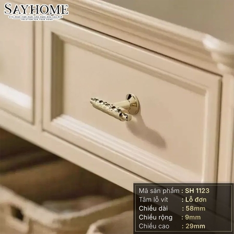 Núm tủ tân cổ điển vintage màu vàng gold SH1123