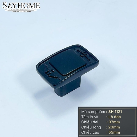 Núm tủ hiện đại màu vàng xước và xanh đen SH1121