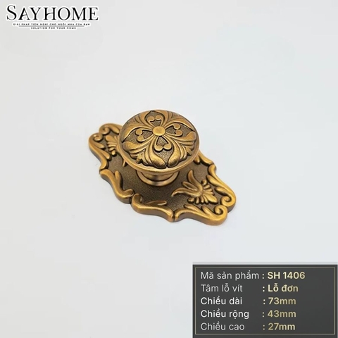 Núm tủ tân cổ điển vintage màu đồng và vàng xước SH1406