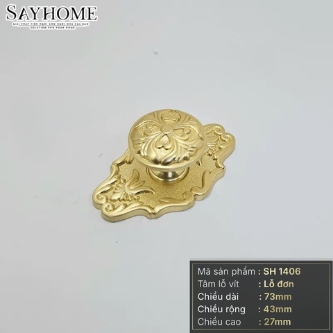 Núm tủ tân cổ điển vintage màu đồng và vàng xước SH1406