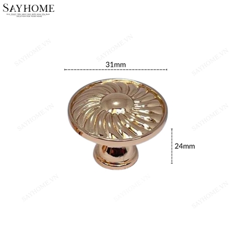 Núm tủ tân cổ điển vintage màu vàng gold SH1441
