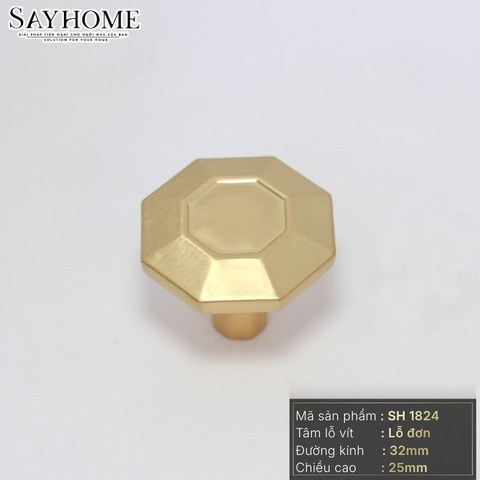 Núm tủ hiện đại màu đen mờ và vàng SH1824