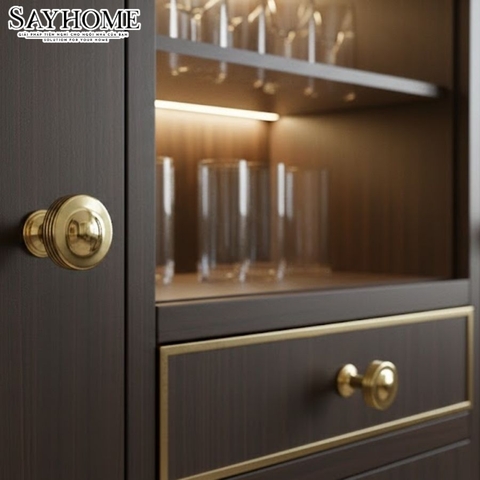 Núm tủ hiện đại màu vàng gold SH2343