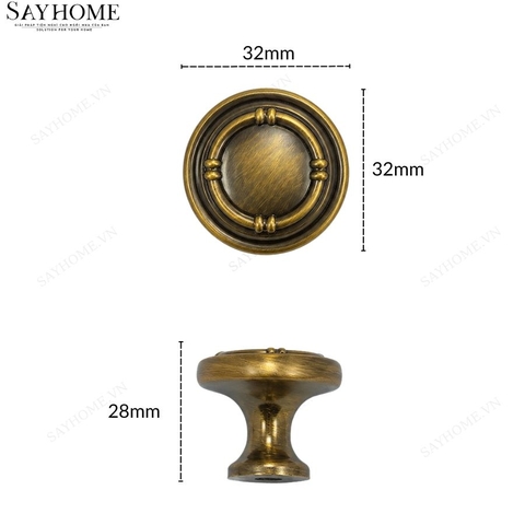 Núm tủ tân cổ điển Vintage màu vàng đồng SH31D13N tại thành phố Hồ Chí Minh