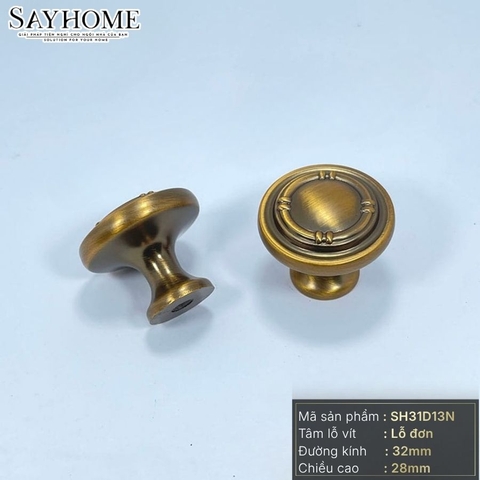 Núm tủ tân cổ điển Vintage màu vàng đồng SH31D13N tại thành phố Hồ Chí Minh
