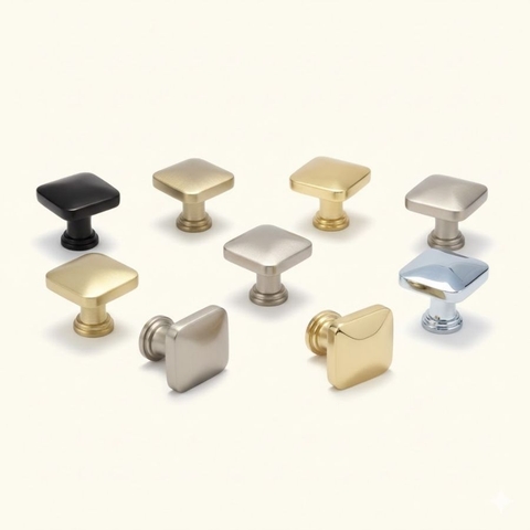 Núm tủ hiện đại màu vàng mờ, vàng gold, đen mờ, bạc và bạc bóng SH5502