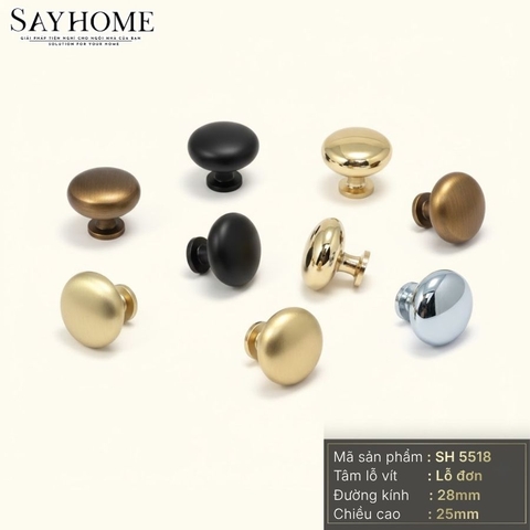 Núm tủ hiện đại màu đồng, vàng mờ, vàng gold, đen mờ và bạc bóng SH5518 tại thành phố Hồ Chí Minh