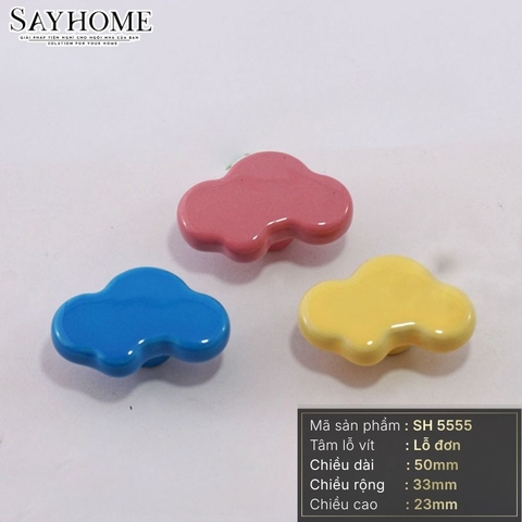 Núm tủ hiện đại màu vàng, hồng và xanh dương SH5555