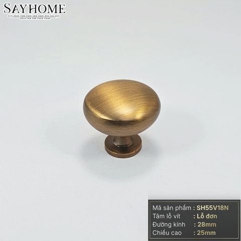 Núm tủ hiện đại màu đồng, vàng mờ, vàng gold, đen mờ và bạc bóng SH55V18N tại thành phố Hồ Chí Minh