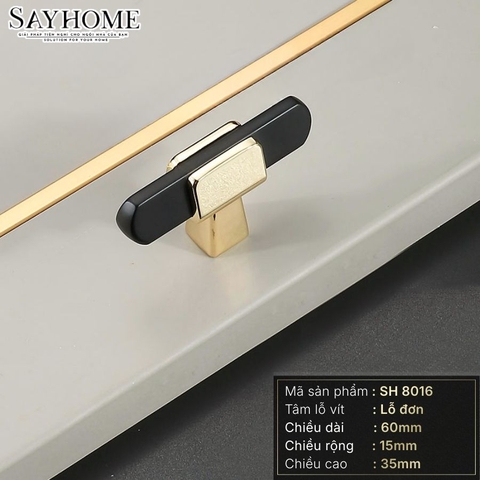 Núm tủ hiện đại màu đen và vàng gold SH8016
