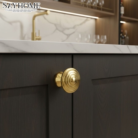 Núm tủ tân cổ điển vintage màu vàng gold, đồng SH8202