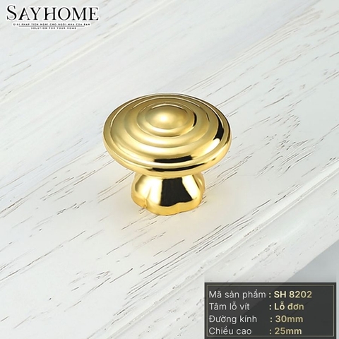 Núm tủ tân cổ điển vintage màu vàng gold, đồng SH8202