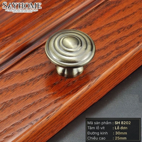 Núm tủ tân cổ điển vintage màu vàng gold, đồng SH8202