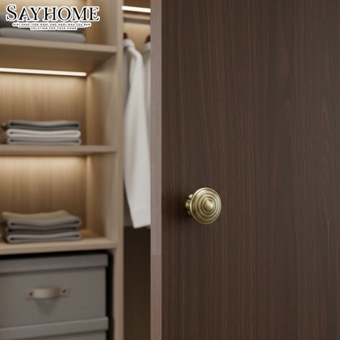 Núm tủ tân cổ điển vintage màu vàng gold, đồng SH8202