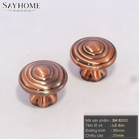 Núm tủ tân cổ điển vintage màu vàng gold, đồng SH8202