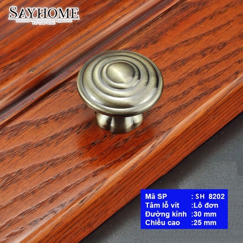 Núm tủ cổ điển màu vàng - đồng SH8202