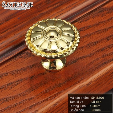 Núm tủ tân cổ điển vintage màu đồng SH8206