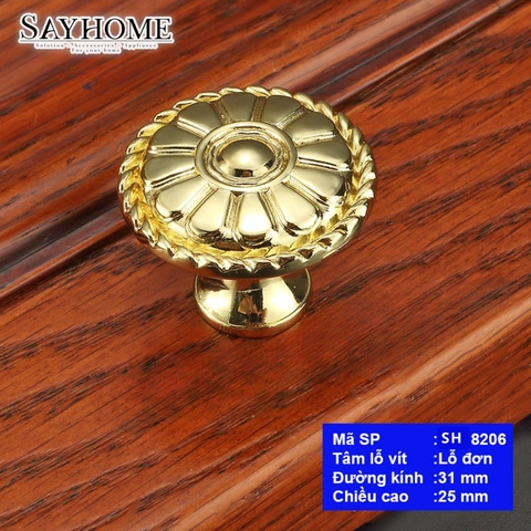 Núm tủ tân cổ điển màu vàng gold 18k SH8206