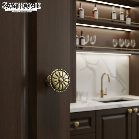 Núm tủ tân cổ điển vintage màu đồng SH8206