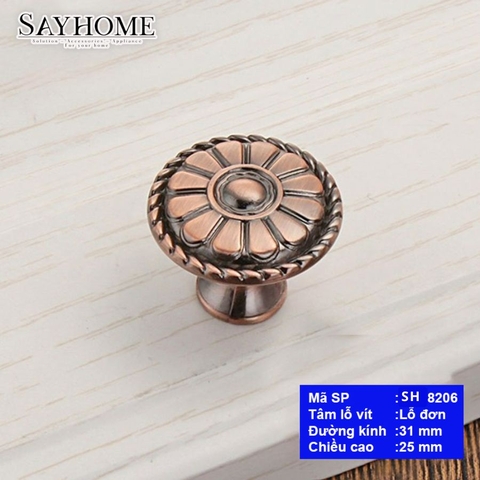 Núm tủ cổ điển màu đồng SH8206