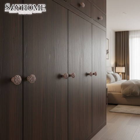 Núm tủ tân cổ điển vintage màu đồng, vàng đồng và vàng gold SH8209