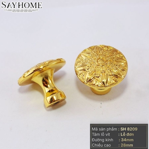 Núm tủ tân cổ điển vintage màu đồng, vàng đồng và vàng gold SH8209