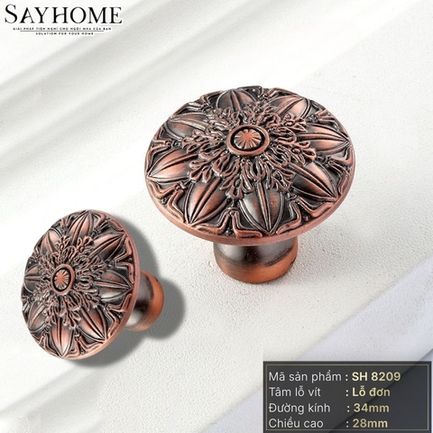 Núm tủ tân cổ điển vintage màu đồng, vàng đồng và vàng gold SH8209