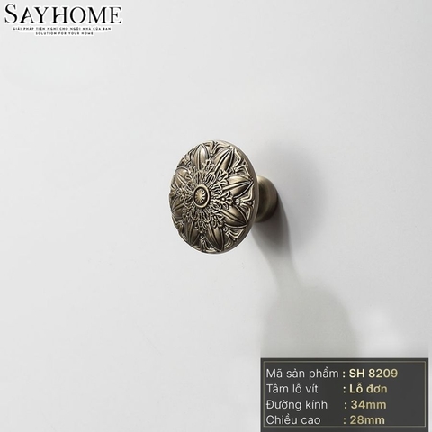 Núm tủ tân cổ điển vintage màu đồng, vàng đồng và vàng gold SH8209