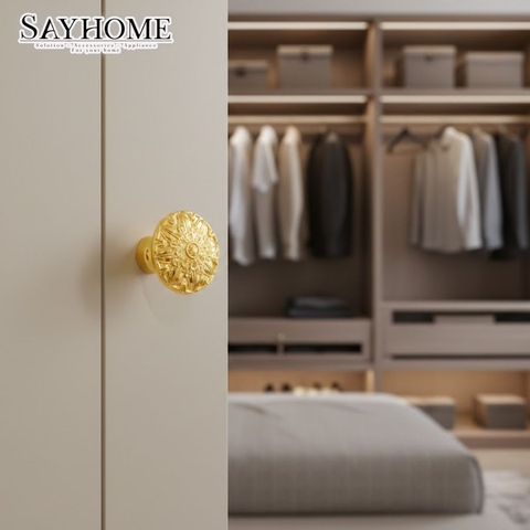 Núm tủ tân cổ điển vintage màu đồng, vàng đồng và vàng gold SH8209