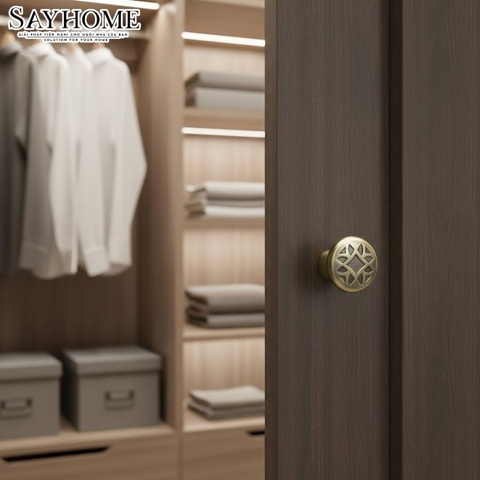 Núm tủ tân cổ điển vintage màu đồng SH8216