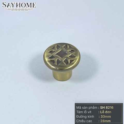 Núm tủ tân cổ điển vintage màu đồng SH8216