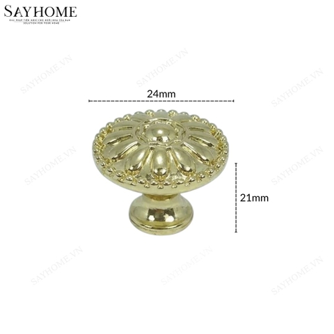 Núm tủ tân cổ điển vintage màu vàng gold SH8297