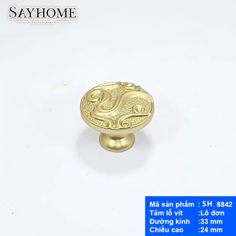 Núm tủ cổ điển màu vàng - đồng SH8842