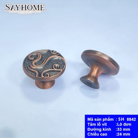 Núm tủ cổ điển màu vàng - đồng SH8842