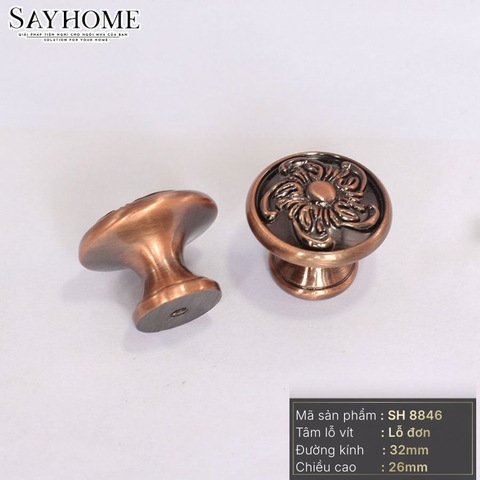 Núm tủ tân cổ điển vintage màu đồng SH8846