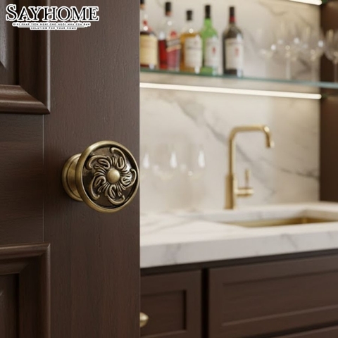 Núm tủ tân cổ điển vintage màu đồng SH8846