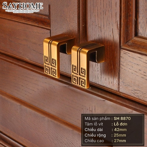 Núm tủ tân cổ điển vintage màu đồng SH8870